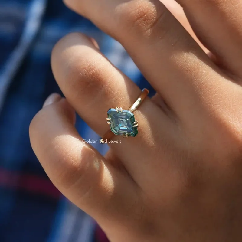 Fancy Cut Moissanite Solitaire Ring vy 3