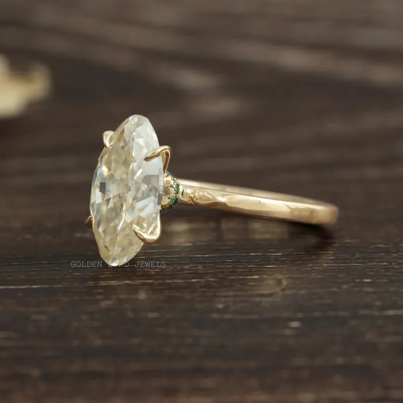 Gorgeous Old Mine Marquise Moissanite Solitaire Ring view 3