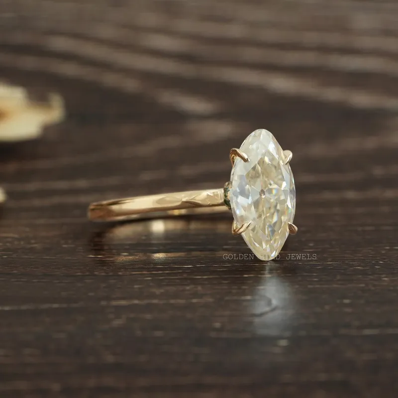 Gorgeous Old Mine Marquise Moissanite Solitaire Ring view 4