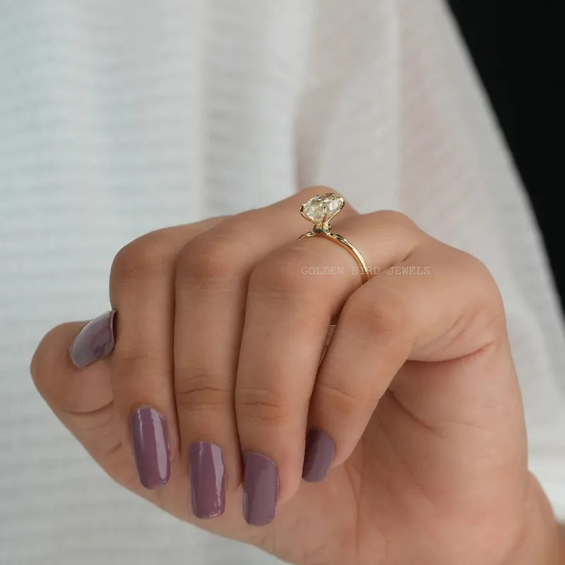 Gorgeous Old Mine Marquise Moissanite Solitaire Ring view 5