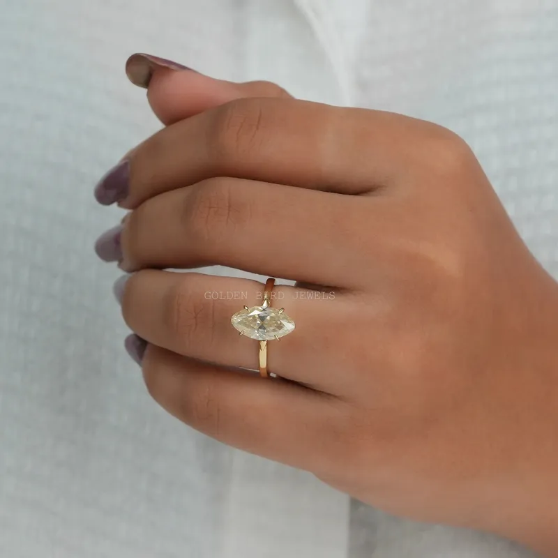Gorgeous Old Mine Marquise Moissanite Solitaire Ring view 2