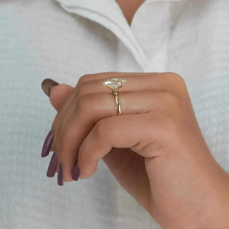 Gorgeous Old Mine Marquise Moissanite Solitaire Ring view 8