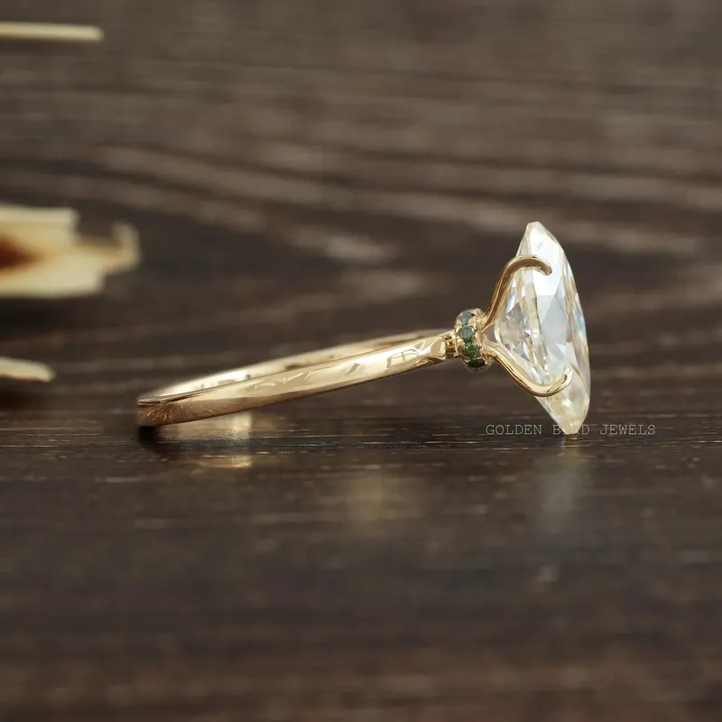 Gorgeous Old Mine Marquise Moissanite Solitaire Ring view 7