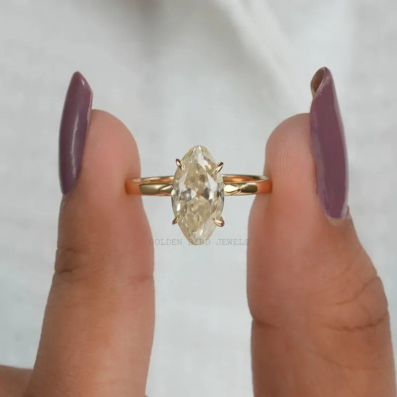 Gorgeous Old Mine Marquise Moissanite Solitaire Ring view 10