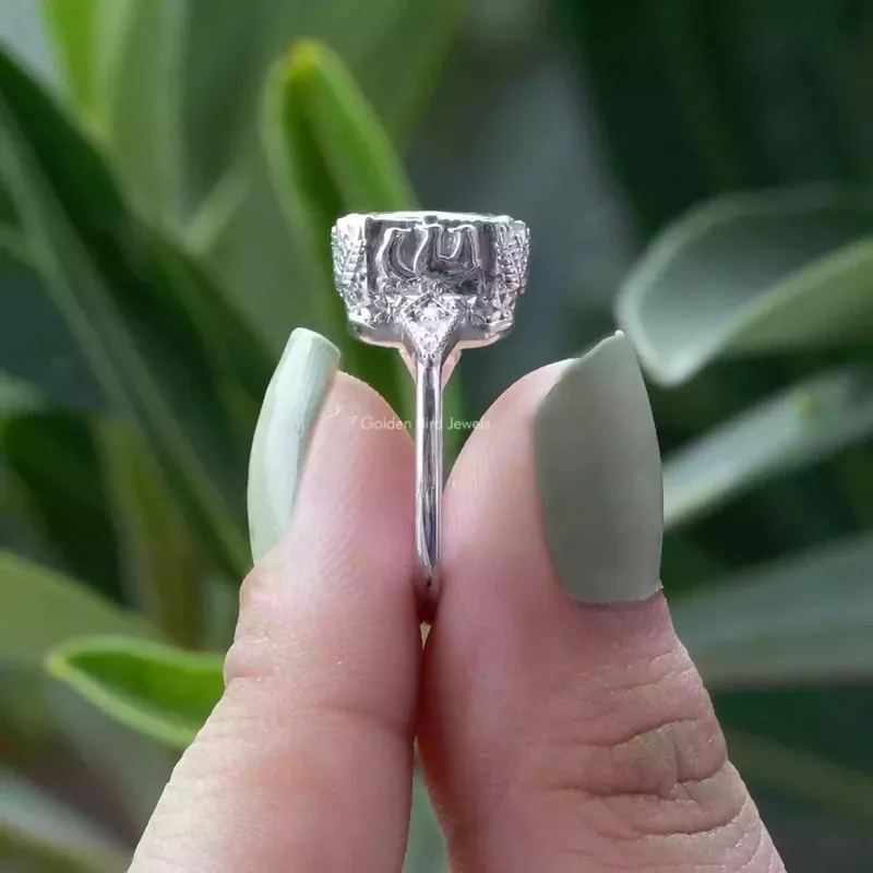 Gray Criss Cut Moissanite Engagement Ring vy 3