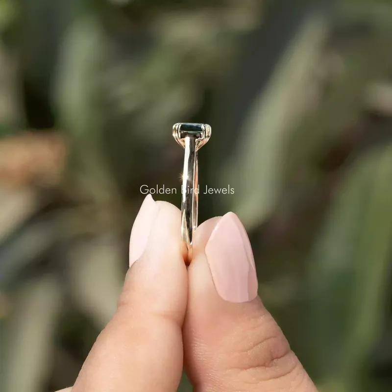 Green Asscher Cut Solitaire Moissanite Engagement Ring view 2