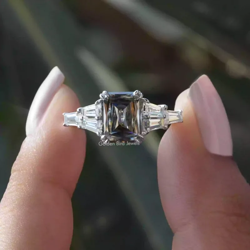 Grey Criss Cut Moissanite Bridge Accent Set Engagement Ring engagement ring