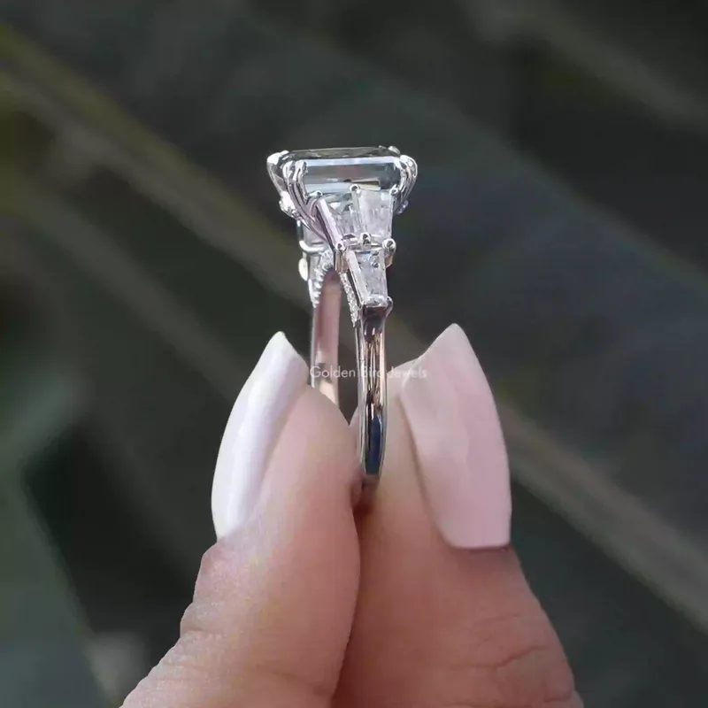 Grey Criss Cut Moissanite Bridge Accent Set Engagement Ring view 2