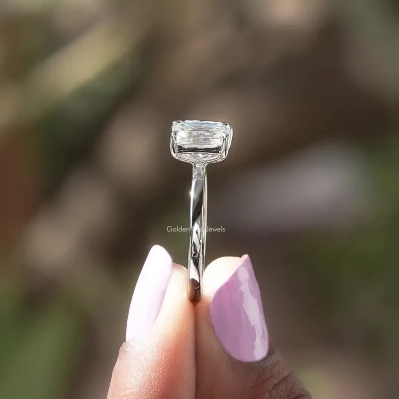 Heart & Emerald Cut Moissanite Toi Et Moi Ring For Her view 2