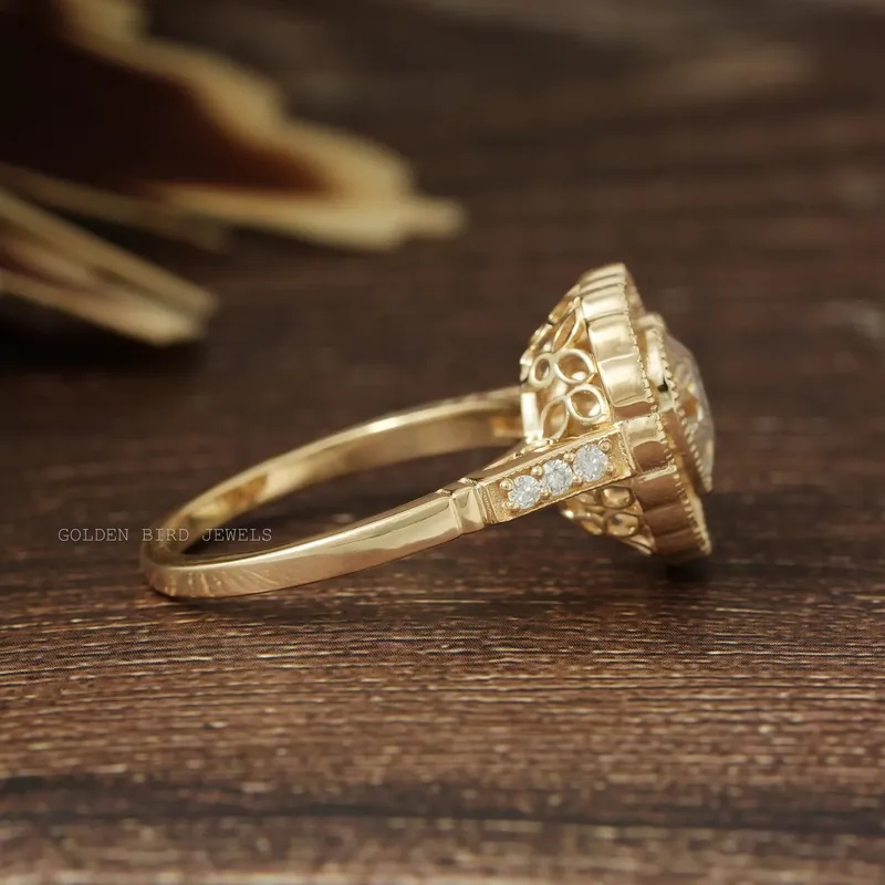 Heart Cut Halo Moissanite Engagement Ring vy 7