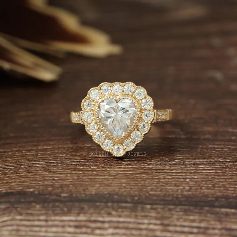 Heart Cut Halo Moissanite Engagement Ring engagement ring