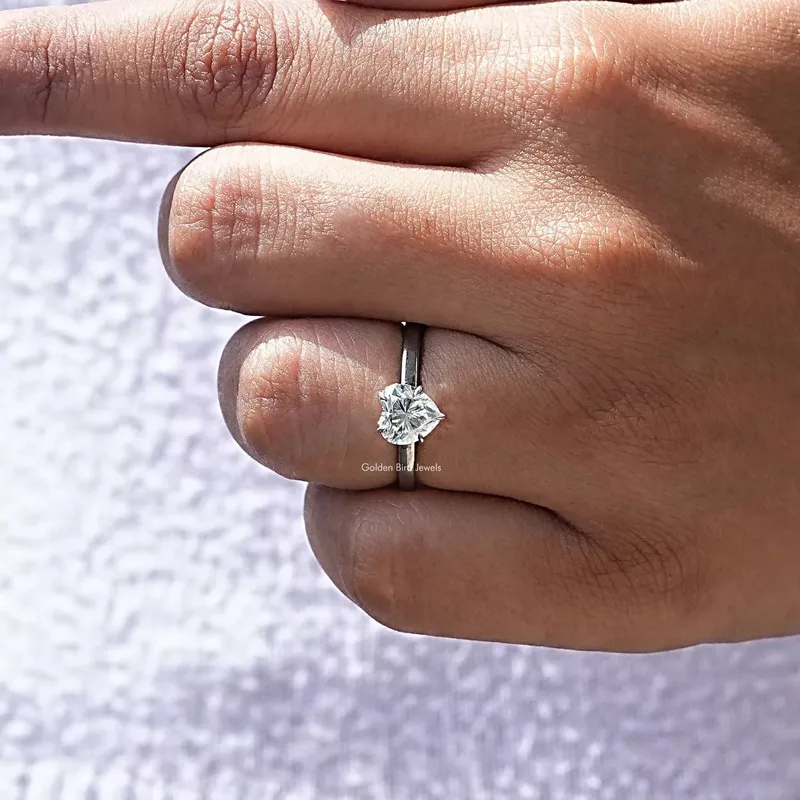 Heart Cut Hidden Halo Moissanite Daily Wear Ring vy 8