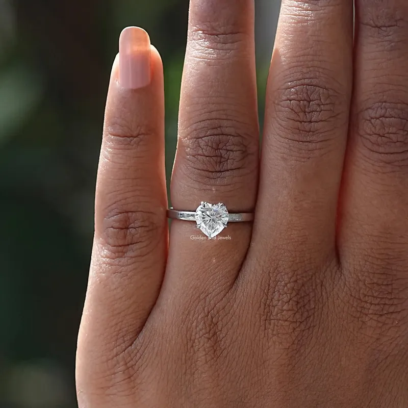 Heart Cut Hidden Halo Moissanite Daily Wear Ring vy 4
