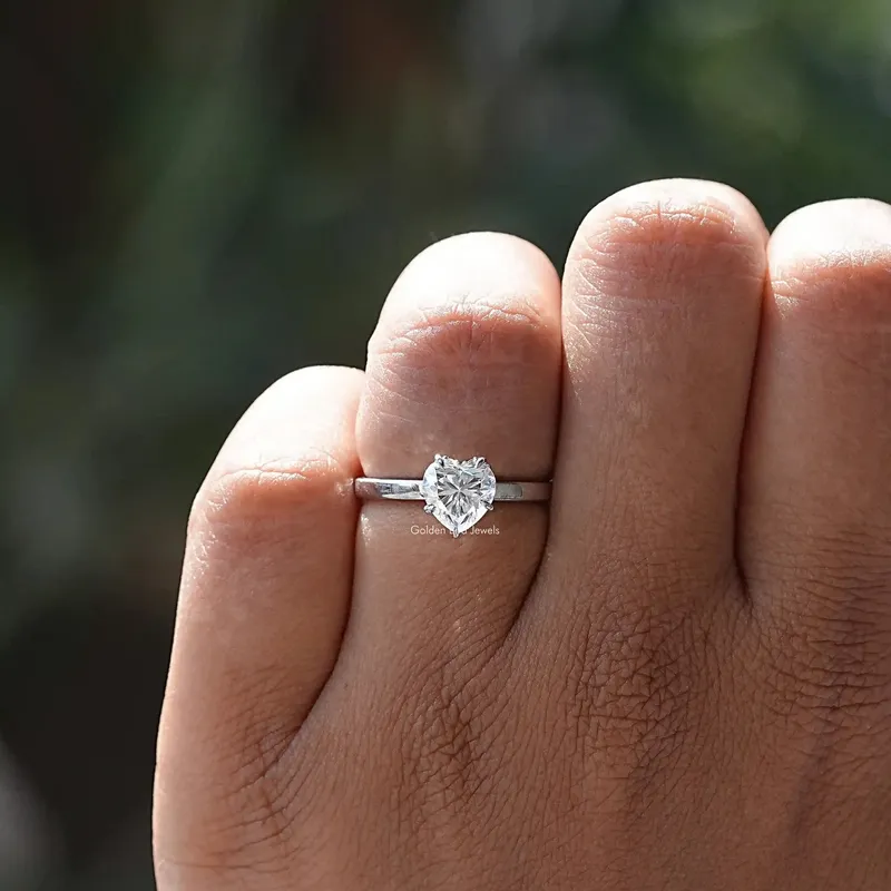 Heart Cut Hidden Halo Moissanite Daily Wear Ring vy 5
