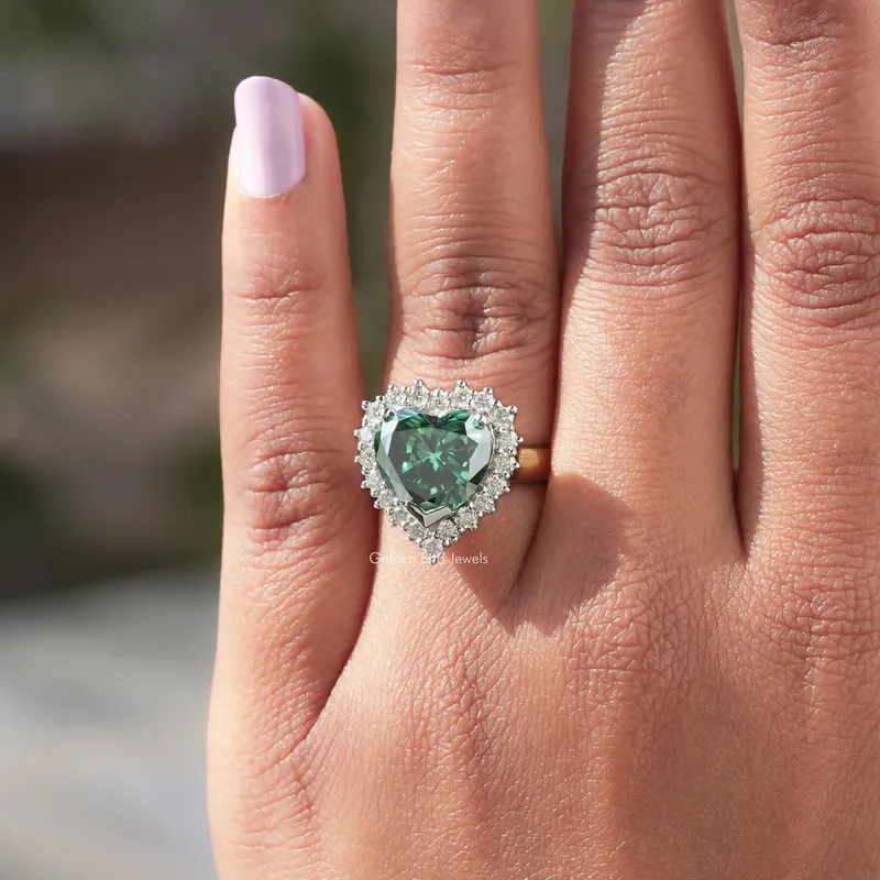 Heart Shaped Moissanite Halo Engagement Ring vy 4