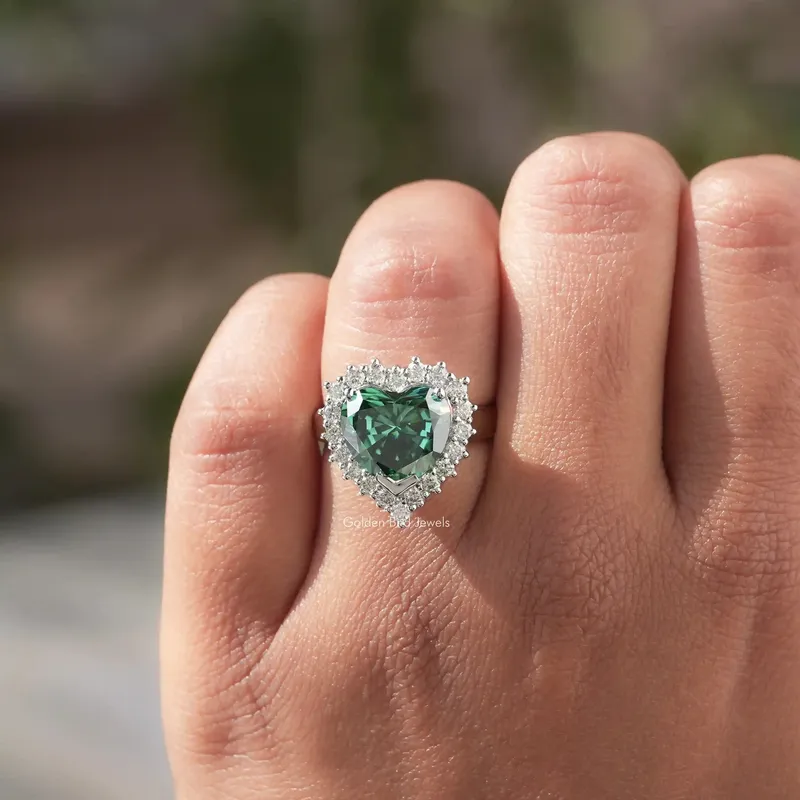 Heart Shaped Moissanite Halo Engagement Ring vy 5