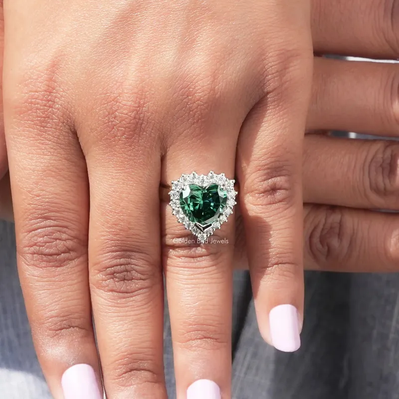 Heart Shaped Moissanite Halo Engagement Ring vy 7