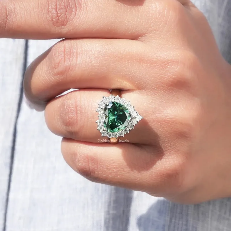 Heart Shaped Moissanite Halo Engagement Ring vy 8