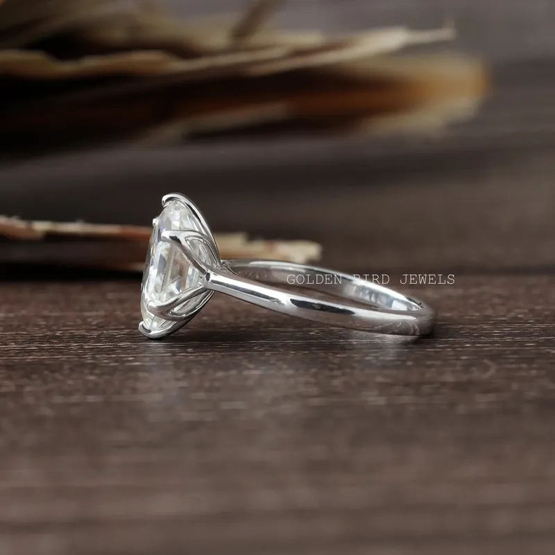 Hexagon Cut Solitaire Moissanite Ring vy 9