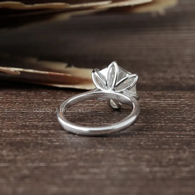 Hexagon Cut Solitaire Moissanite Ring vy 10