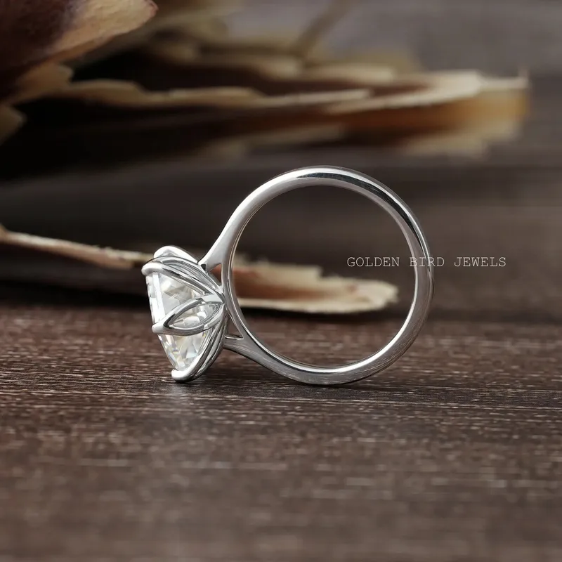 Hexagon Cut Solitaire Moissanite Ring vy 8