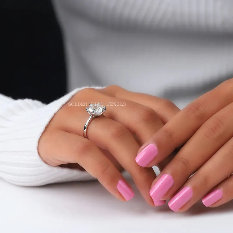 Hexagon Cut Solitaire Moissanite Ring vy 6