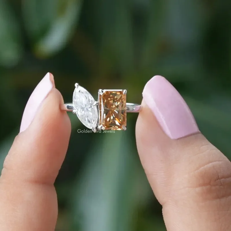 Marquise And Radiant Cut Moissanite Toi Et Moi Ring engagement ring