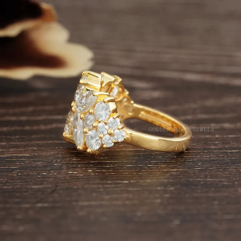 Marquise And Round Cut Moissanite Vintage Ring vy 7