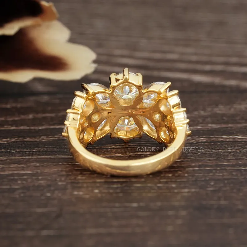 Marquise And Round Cut Moissanite Vintage Ring vy 10