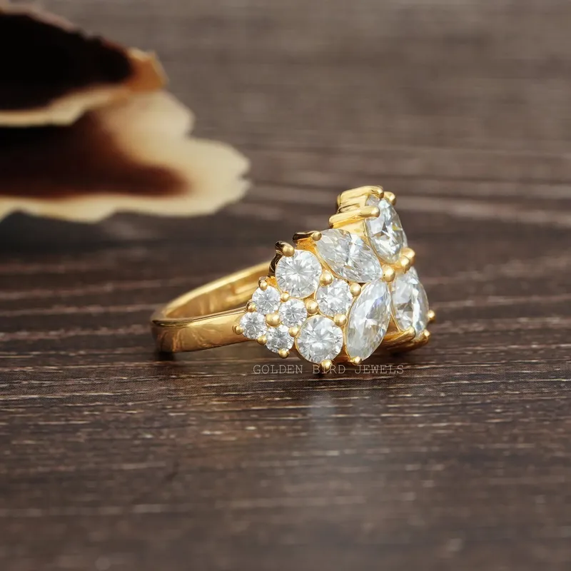 Marquise And Round Cut Moissanite Vintage Ring vy 6