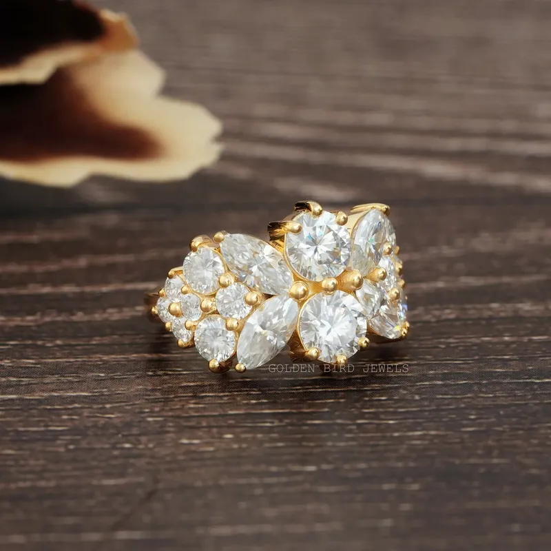 Marquise And Round Cut Moissanite Vintage Ring vy 5