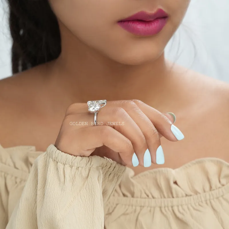 Marquise And Round Moissanite 2 Stone Engagement Ring view 8
