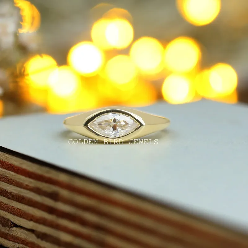 Marquise Cut Bezel Set Solitaire Moissanite Engagement Ring engagement ring