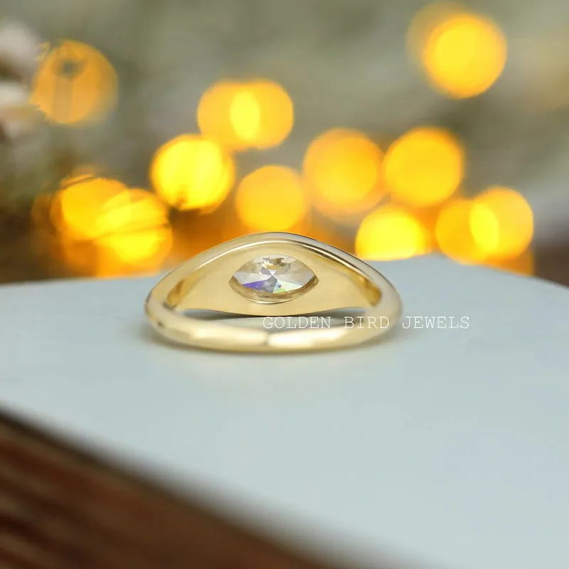 Marquise Cut Bezel Set Solitaire Moissanite Engagement Ring view 10