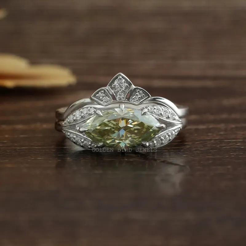 Marquise Cut Bridal Curved Matching Band Ring Set mint round cut engagement ring in platinum