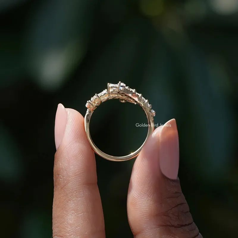 Marquise Cut Bypass Set Diamond Wedding Ring view 2