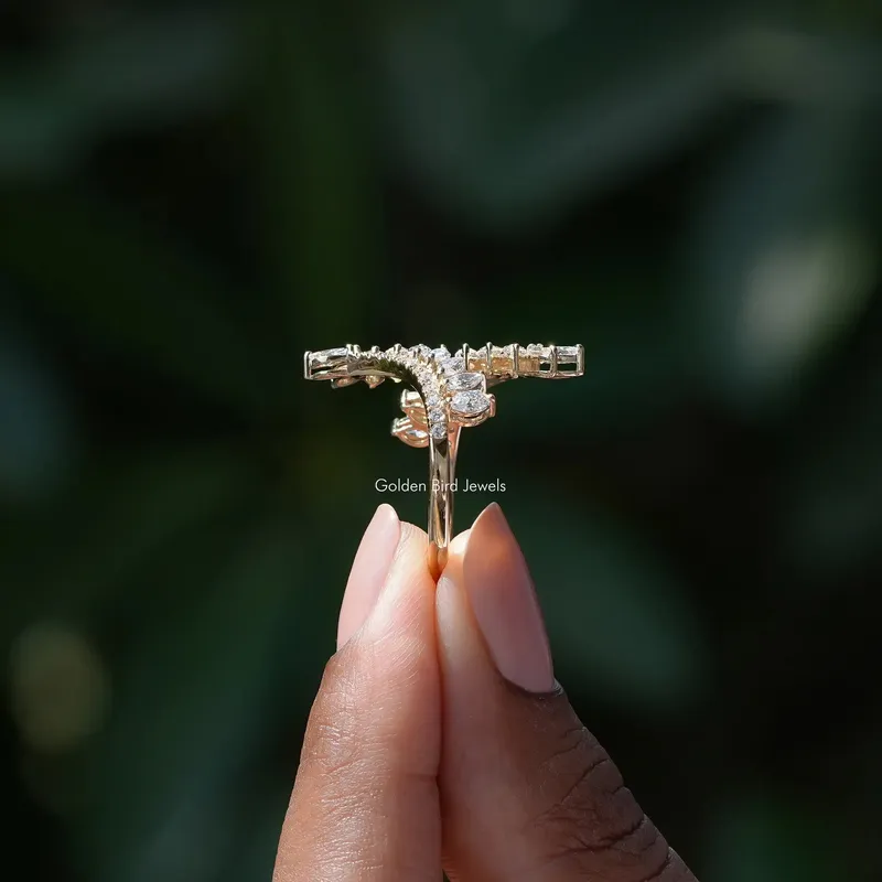 Marquise Cut Bypass Set Diamond Wedding Ring view 3