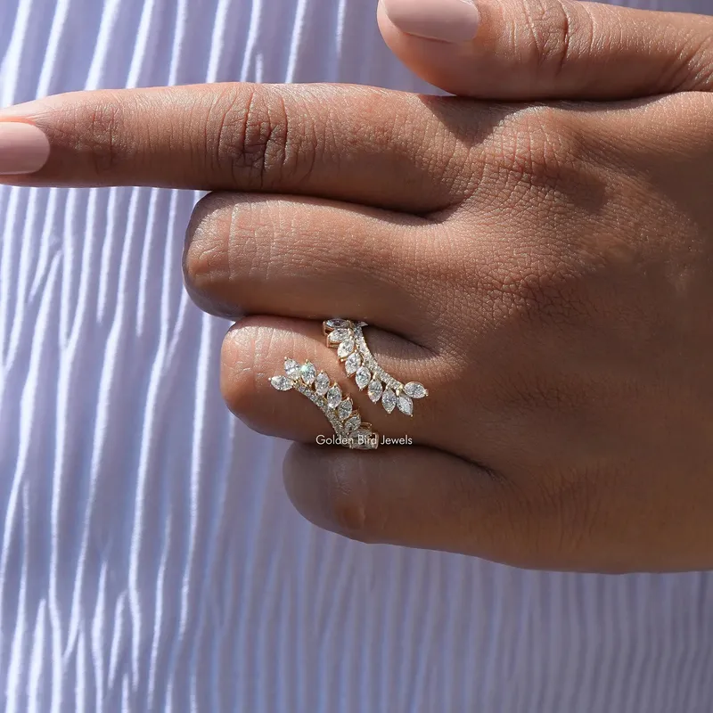 Marquise Cut Bypass Set Diamond Wedding Ring view 8
