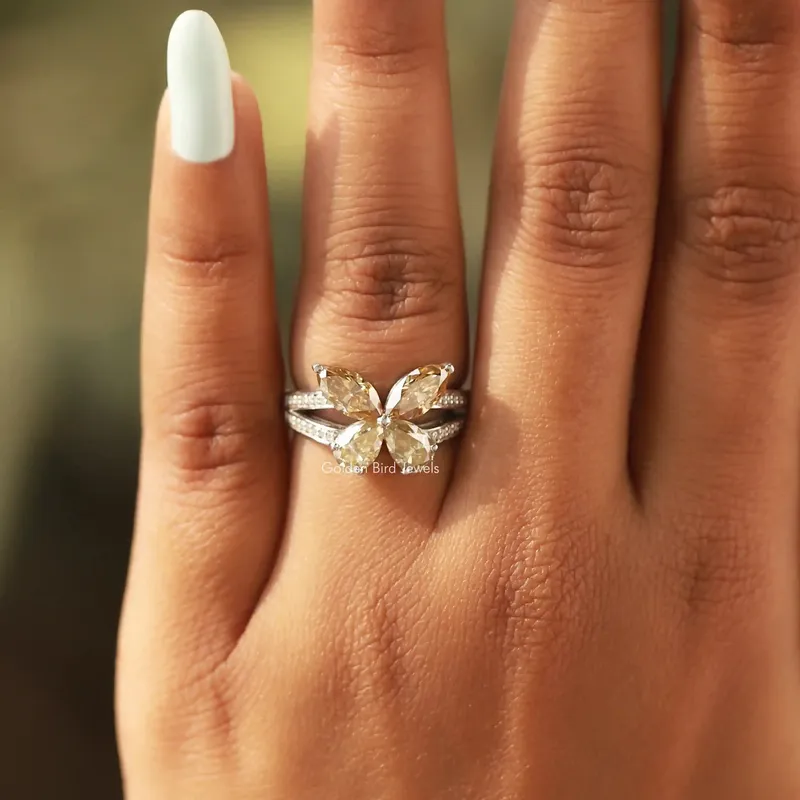 Marquise Cut Moissanite Butterfly Engagement Ring view 5