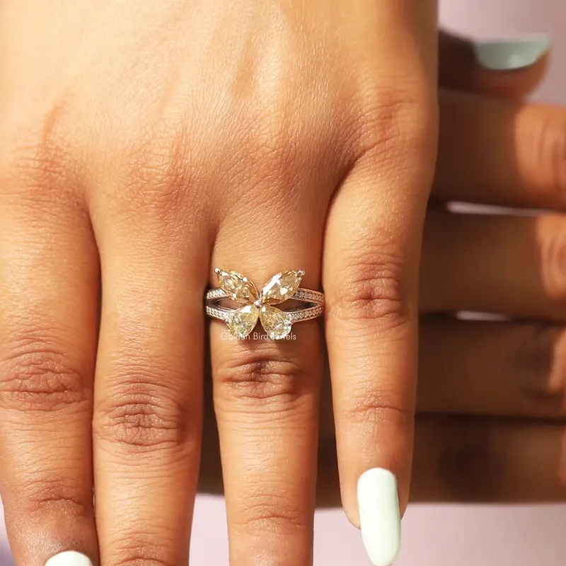Marquise Cut Moissanite Butterfly Engagement Ring view 7