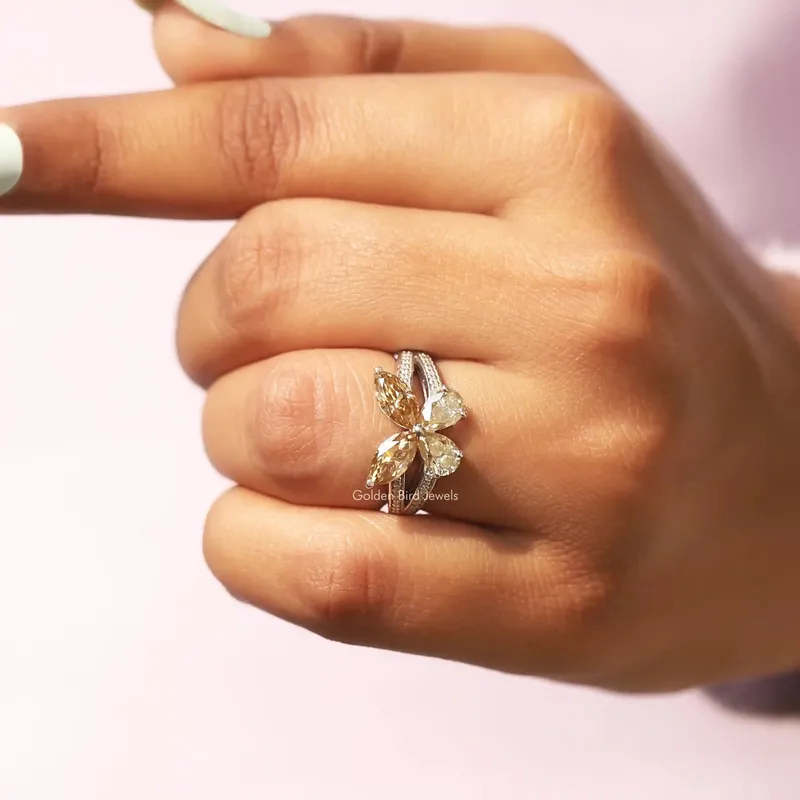 Marquise Cut Moissanite Butterfly Engagement Ring view 6