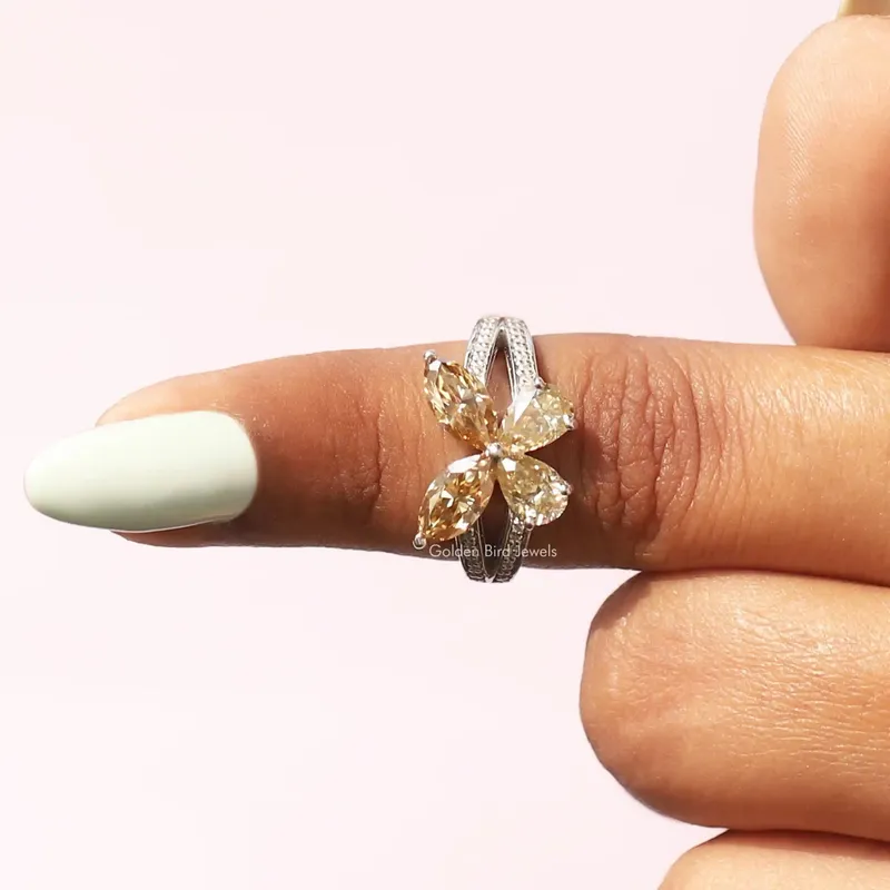 Marquise Cut Moissanite Butterfly Engagement Ring view 8