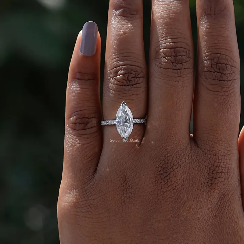 Marquise Cut Moissanite Engagement Ring view 4