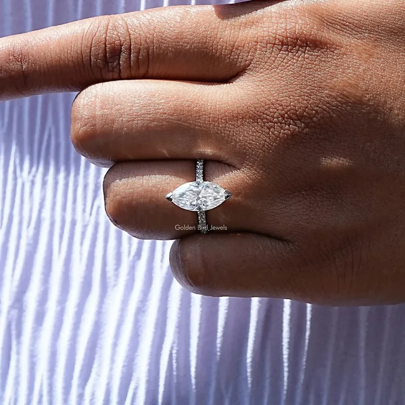 Marquise Cut Moissanite Engagement Ring view 8
