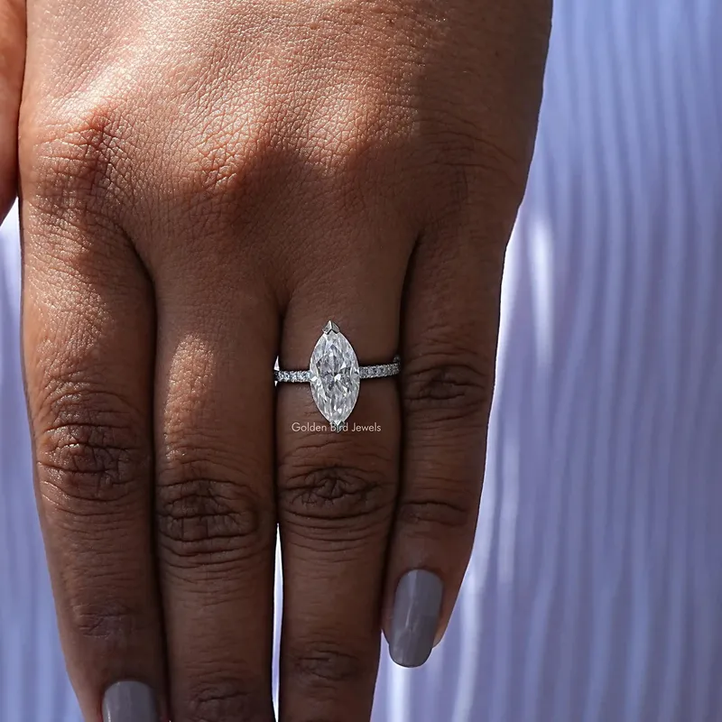 Marquise Cut Moissanite Engagement Ring view 7