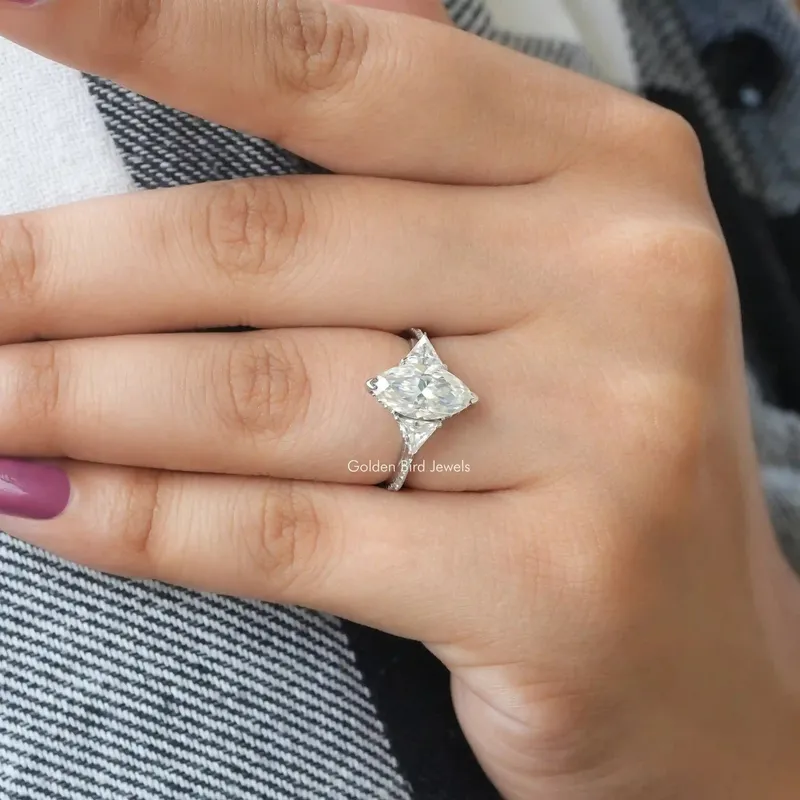 Marquise Cut Moissanite Hidden Halo Ring view 5