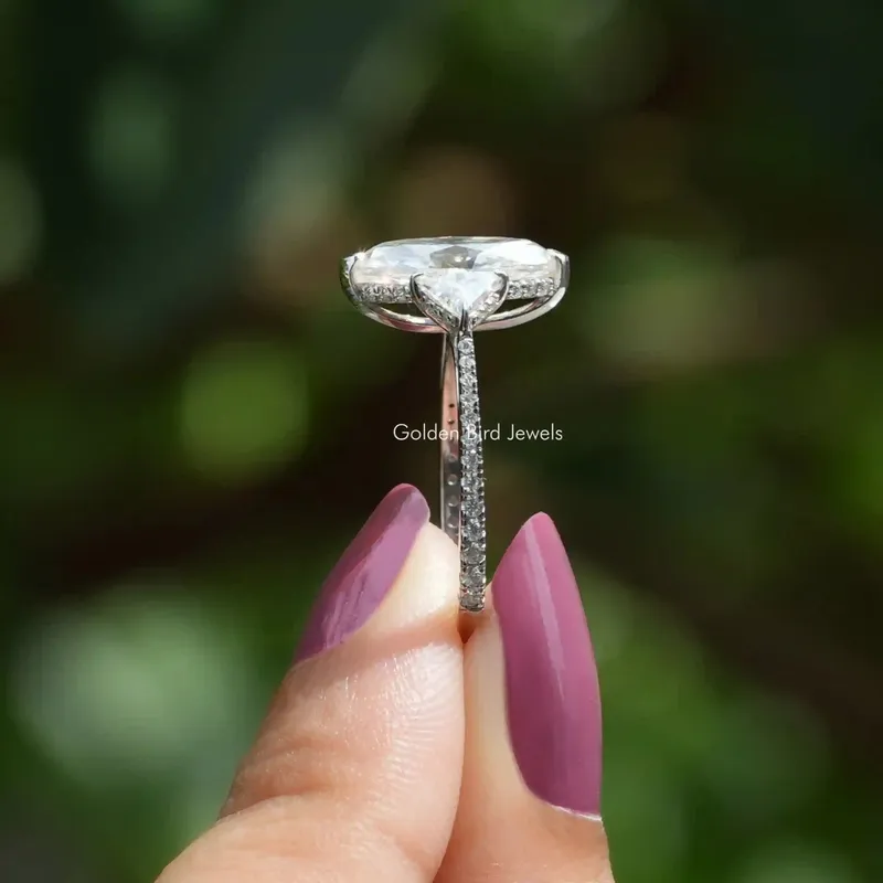 Marquise Cut Moissanite Hidden Halo Ring view 7