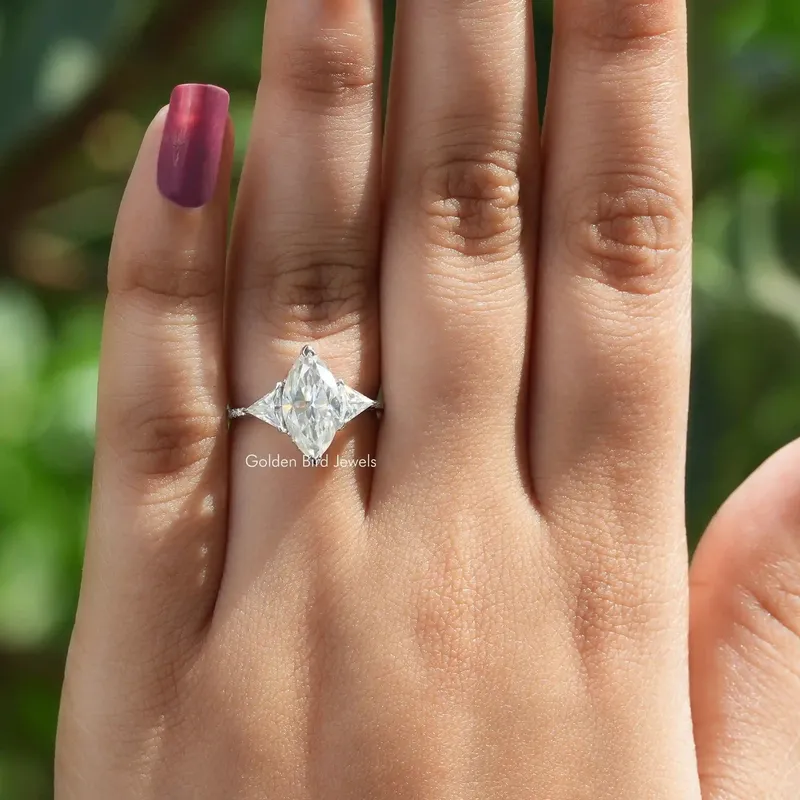 Marquise Cut Moissanite Hidden Halo Ring view 6