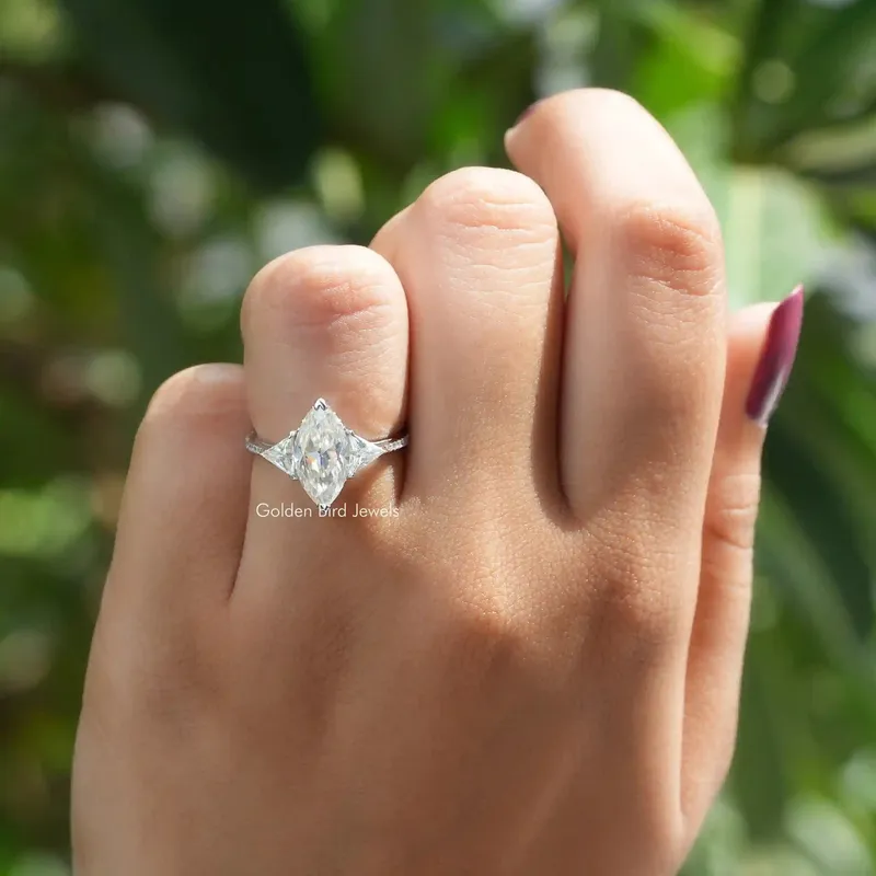 Marquise Cut Moissanite Hidden Halo Ring view 2