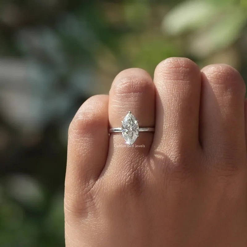 Marquise Cut Solitaire Lab Diamond Ring vy 4